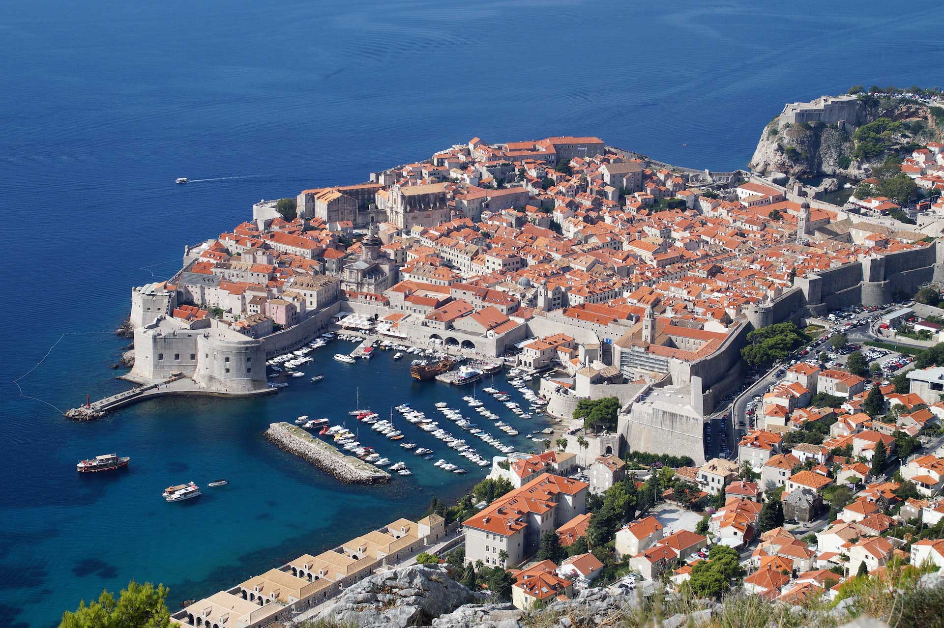 Birds eye view of the city of Dubrovnik Croatia with around the world top 5.