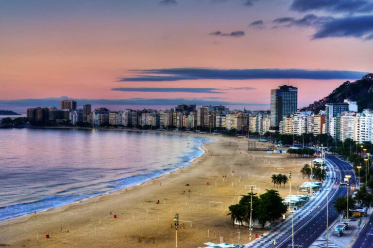 the beach view of copacabana beach in rio de janiero brazil with buildings in the back this is a blog post image