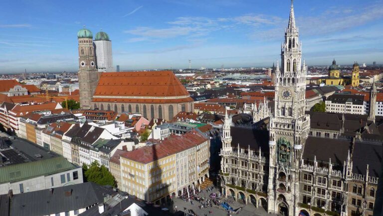 Birds Eye View of Munich Germany, the city center, around the world top 5